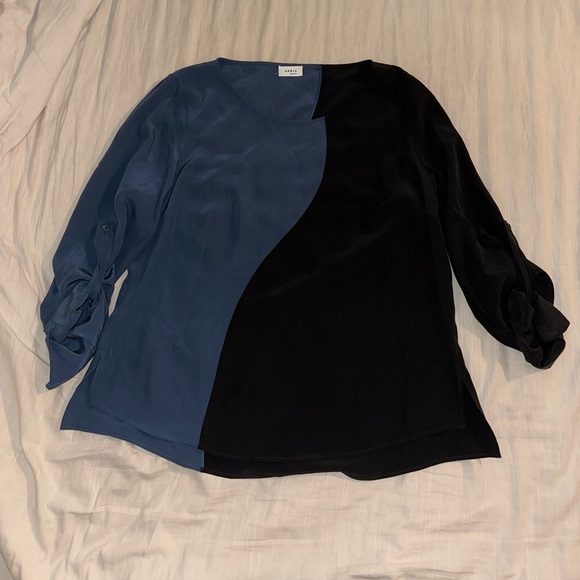 Akris Punto Blue Color block Wave Silk  Blouse (21) - Picture 3 of 8